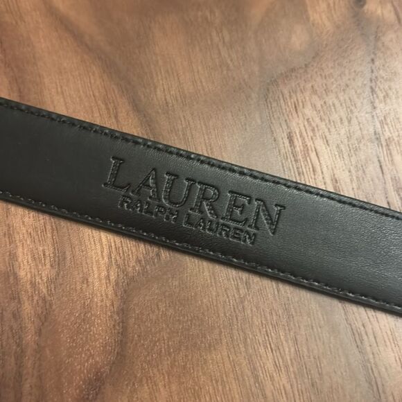Ralph Lauren Black Pebble Leather Belt with Silver Buckle - XL display picture 1